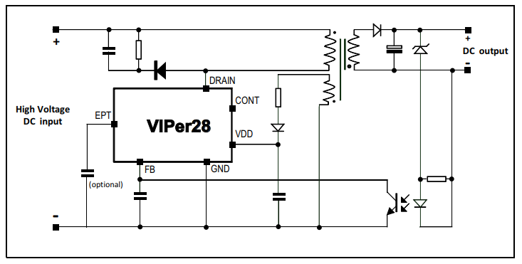 Application Circuit Diagram - STMicroelectronics VIPER28 Peak Power High Voltage Converters